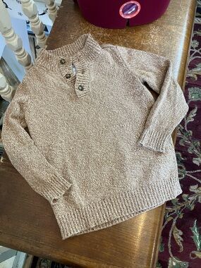 Kids size 7 Carter's oatmeal Button-Up Mock Neck Sweater
